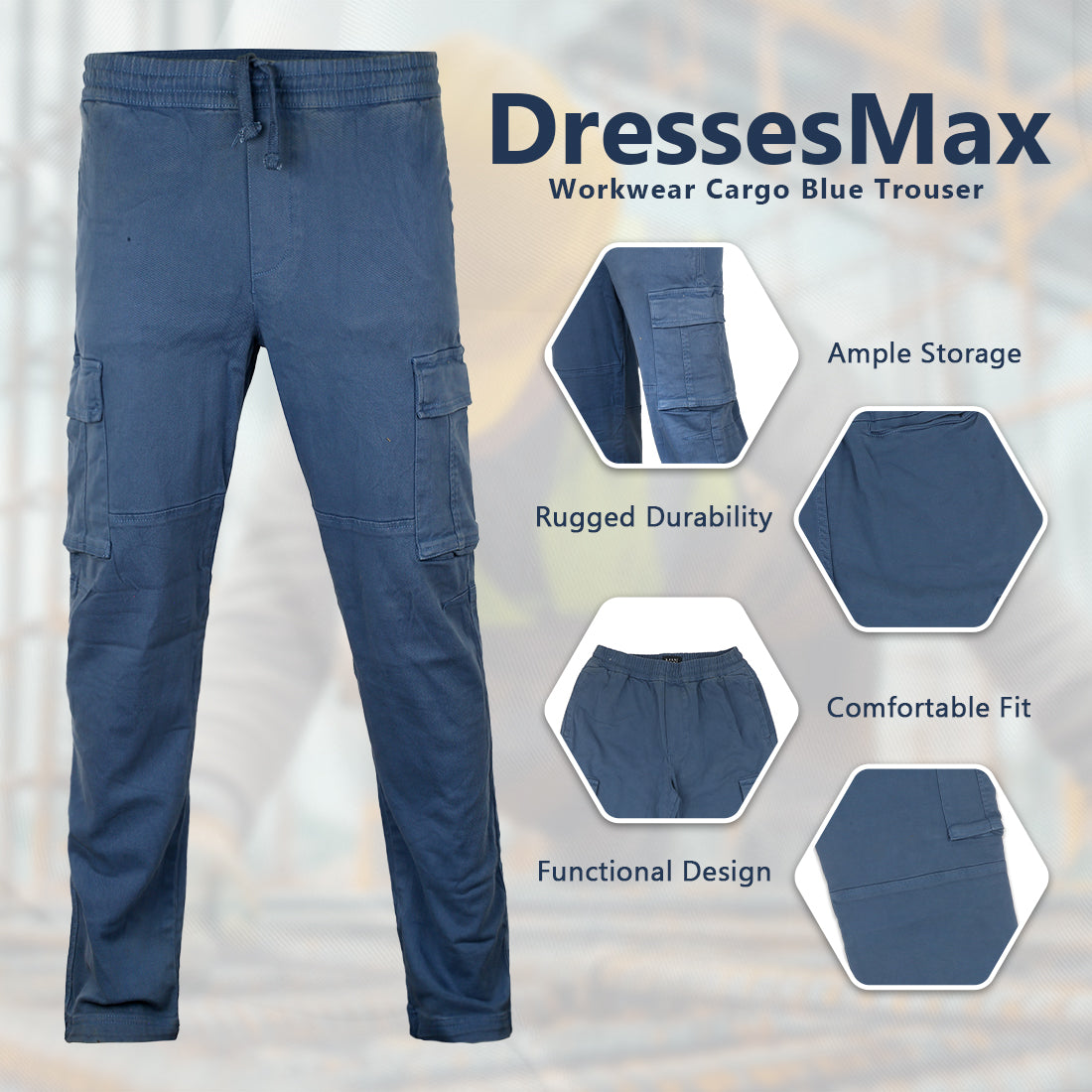 DressesMax Workwear Cargo Blue Trouser