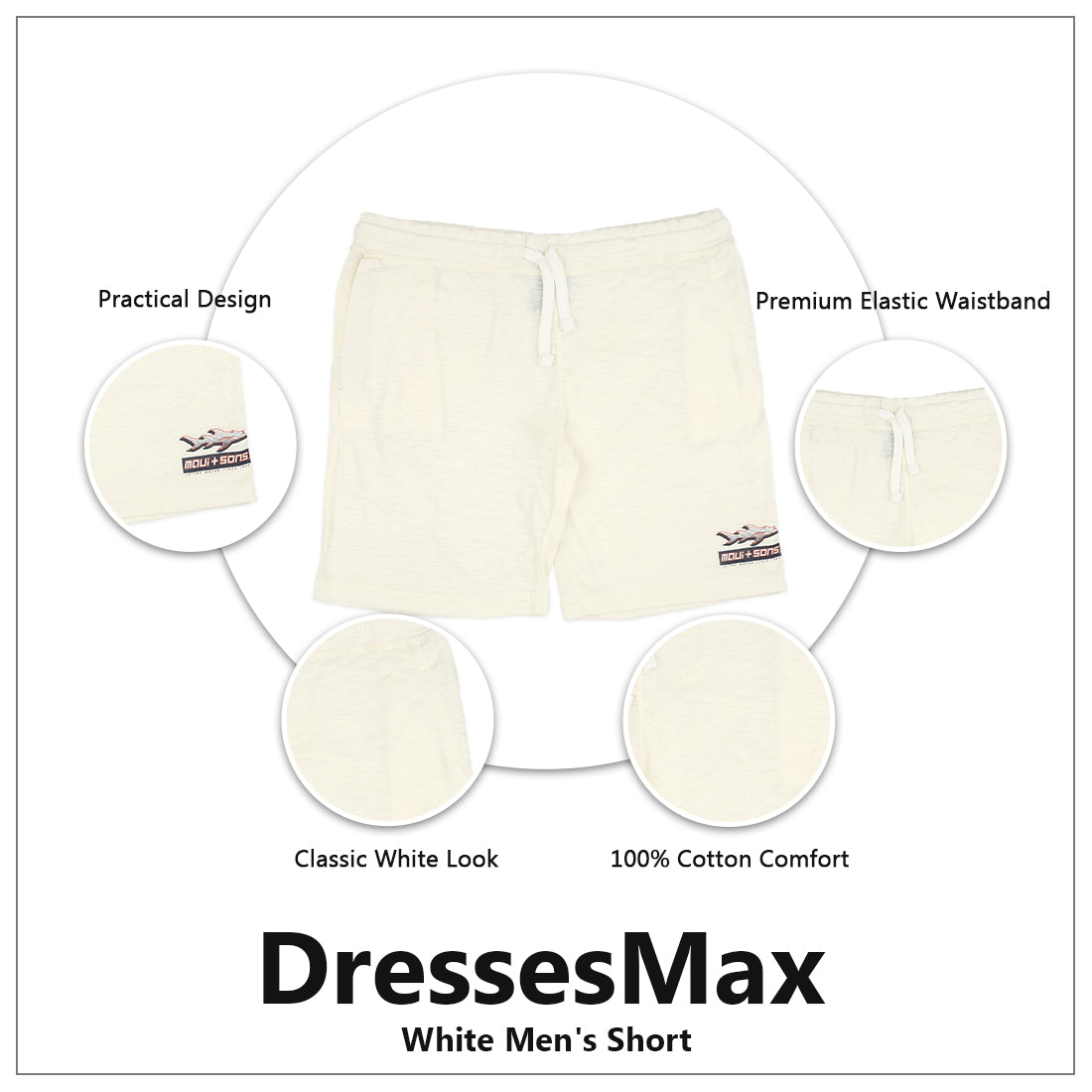 DressesMax White Men's Short