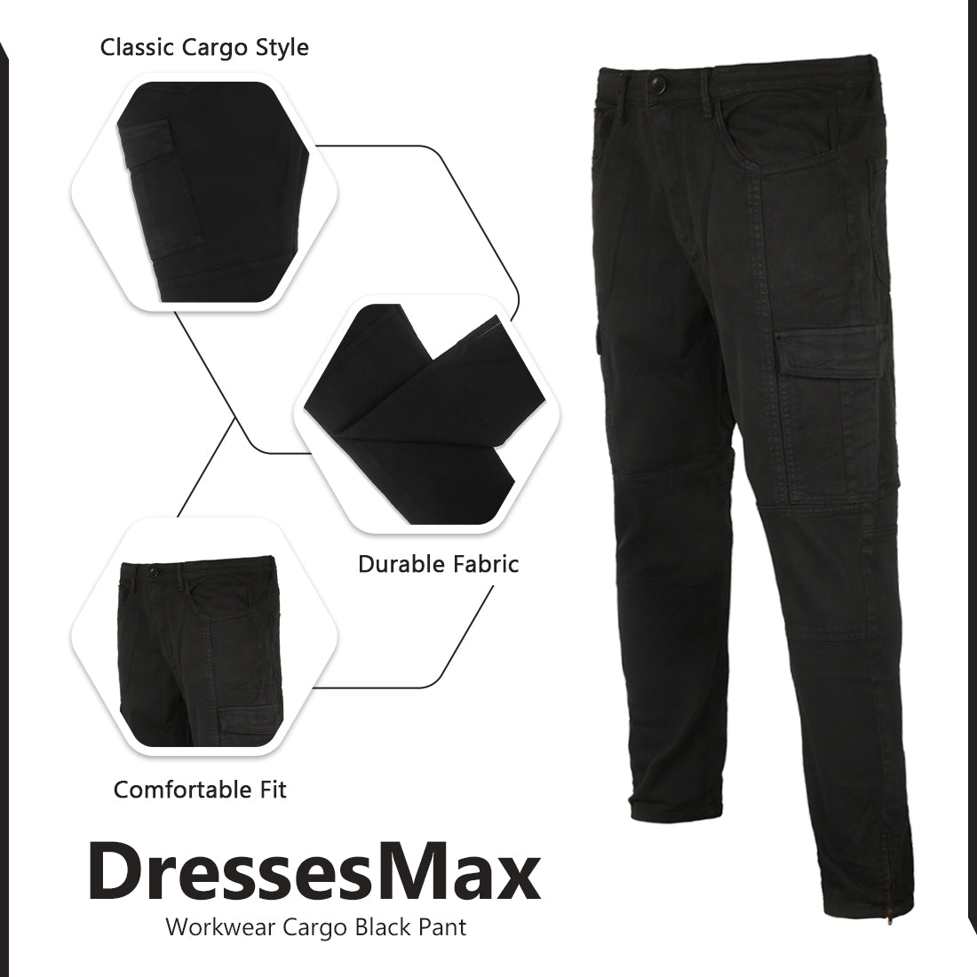 DressesMax Workwear Cargo Black Pant