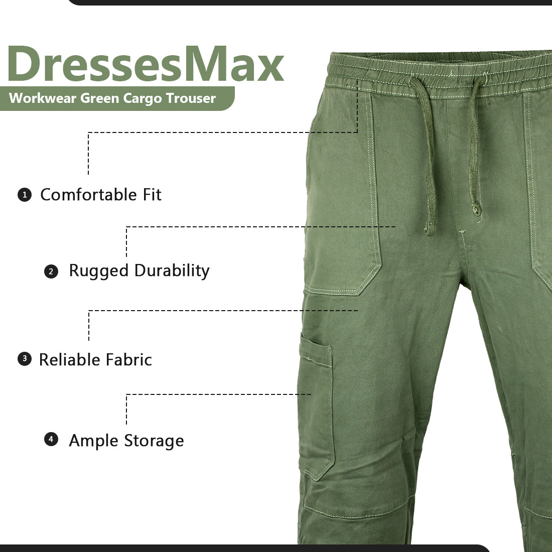 DressesMax Workwear Green Cargo Trouser