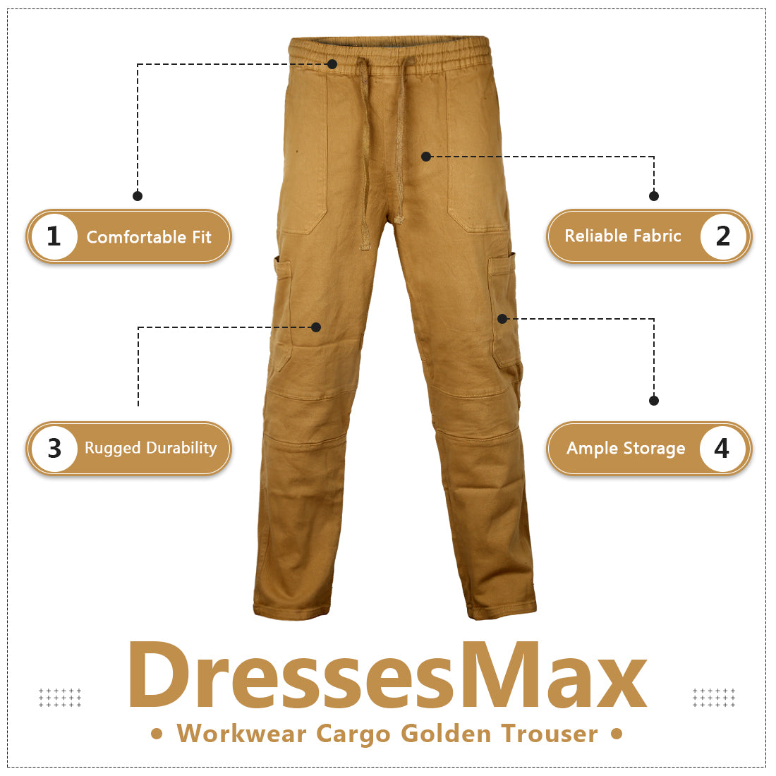 Dressesmax Workwear Cargo Golden Trouser