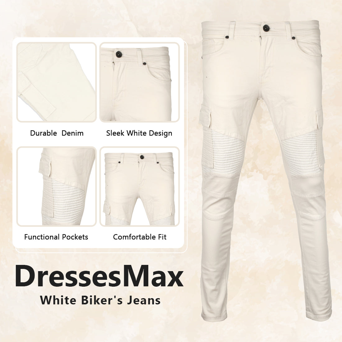 DressesMax White Biker's Jeans