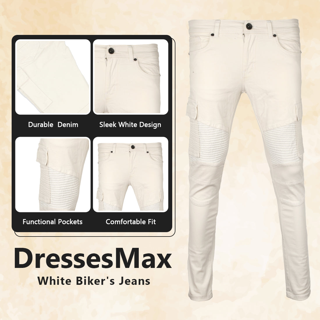 DressesMax White Biker's Jeans