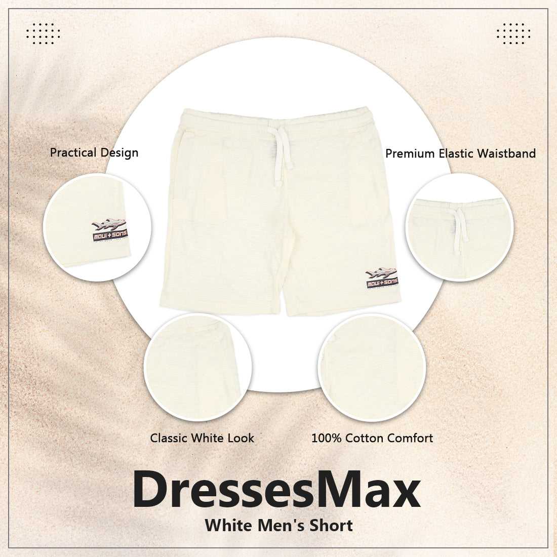 DressesMax White Men's Short