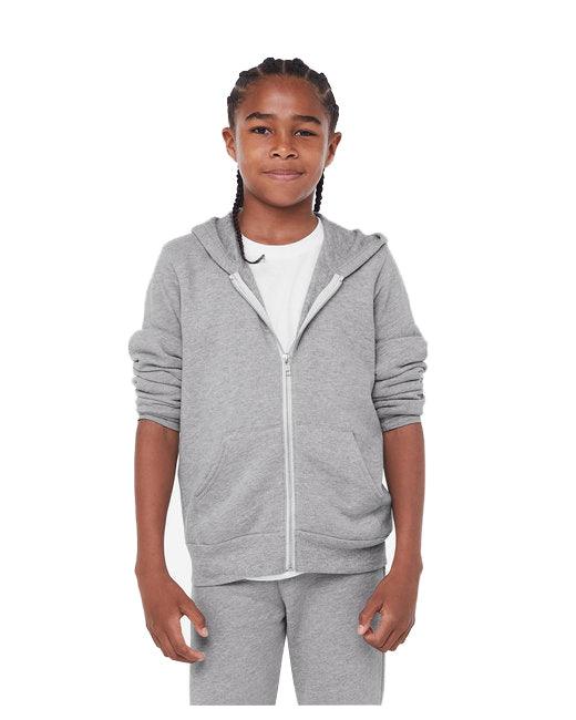 Bella + Canvas Youth Sponge Fleece Full-Zip Hooded Sweatshirt 3739Y - Dresses Max