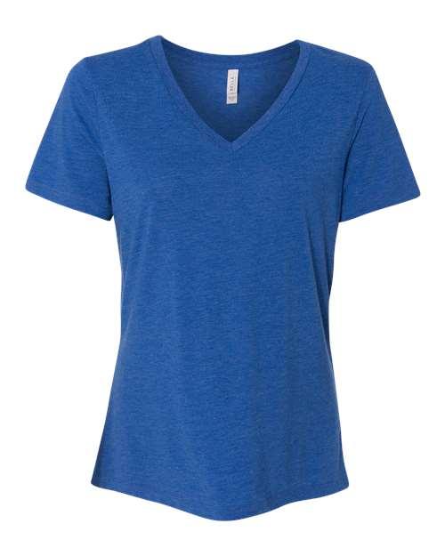 BELLA + CANVAS Women's Relaxed Triblend Short Sleeve V-Neck Tee 6415 - Dresses Max