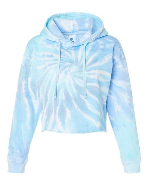 Colortone Women's Tie-Dyed Crop Hooded Sweatshirt 8333 - Dresses Max