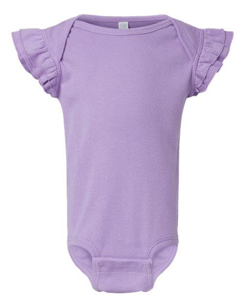 Rabbit Skins Infant Flutter Sleeve Baby Rib Bodysuit 4439 - Dresses Max