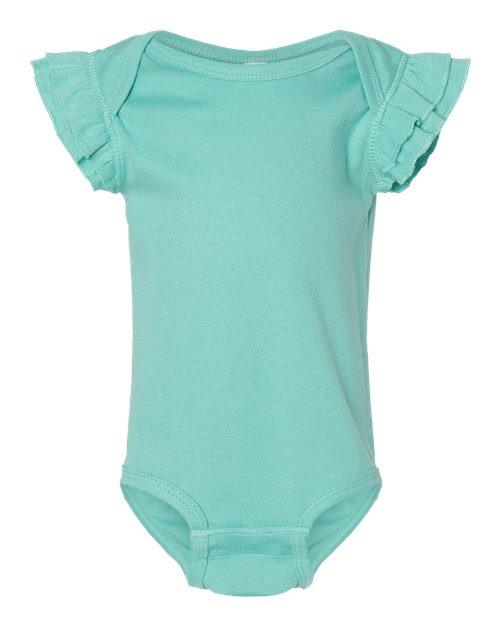 Rabbit Skins Infant Flutter Sleeve Baby Rib Bodysuit 4439 - Dresses Max