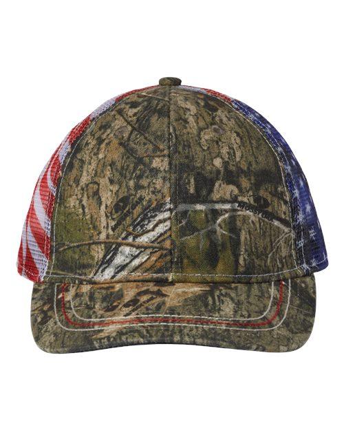 Outdoor Cap Camo with American Flag Mesh Back Cap CWF400M - Dresses Max