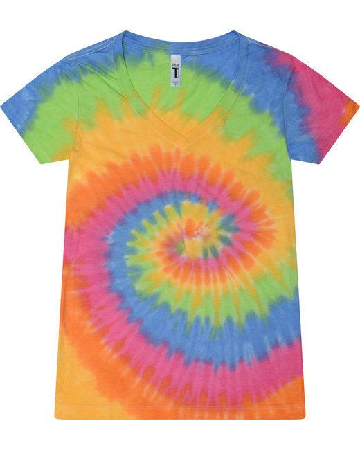 Tie-Dye Ladies' V-Neck T-Shirt 1075CD - Dresses Max