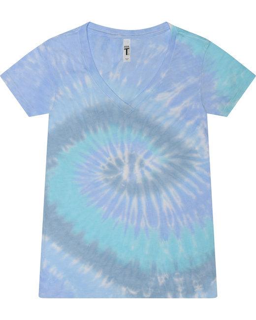 Tie-Dye Ladies' V-Neck T-Shirt 1075CD - Dresses Max