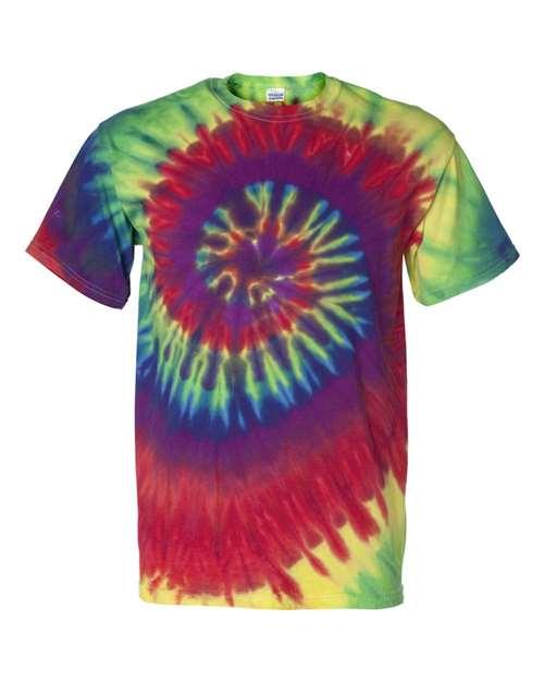 Dyenomite Multi-Color Spiral Tie-Dyed T-Shirt 200MS - Dresses Max