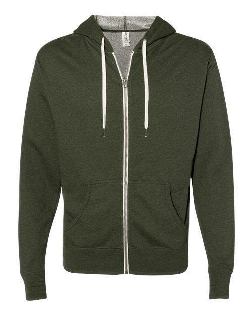 Independent Trading Co. Heathered French Terry Full-Zip Hooded Sweatshirt PRM90HTZ - Dresses Max