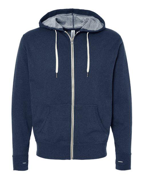 Independent Trading Co. Heathered French Terry Full-Zip Hooded Sweatshirt PRM90HTZ - Dresses Max