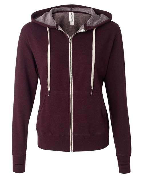 Independent Trading Co. Heathered French Terry Full-Zip Hooded Sweatshirt PRM90HTZ - Dresses Max