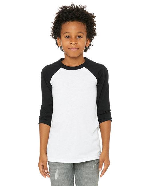 Bella + Canvas Youth 3/4-Sleeve Baseball T-Shirt 3200Y - Dresses Max