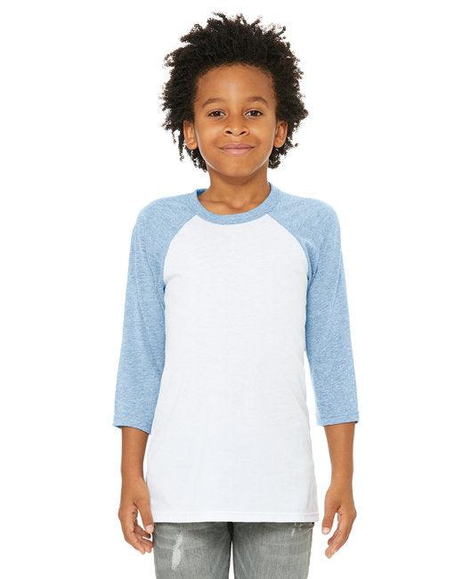 Bella + Canvas Youth 3/4-Sleeve Baseball T-Shirt 3200Y - Dresses Max