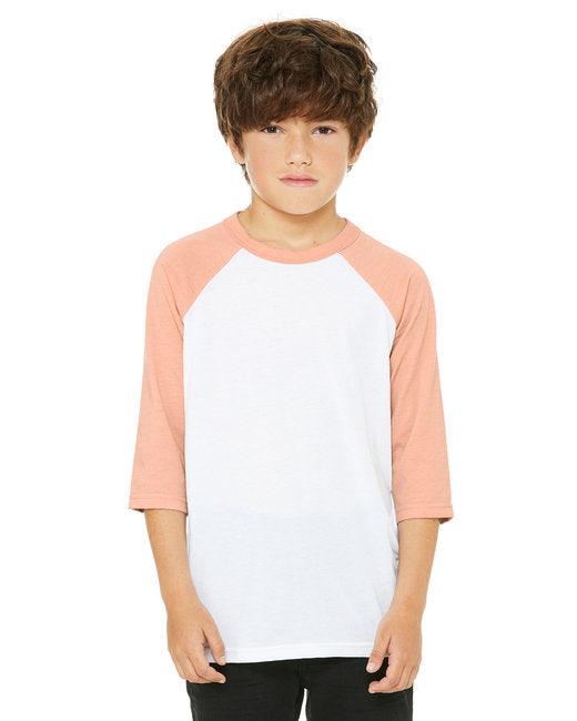 Bella + Canvas Youth 3/4-Sleeve Baseball T-Shirt 3200Y - Dresses Max