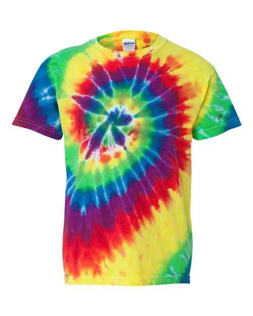 Dyenomite Youth Multi-Color Spiral Tie-Dyed T-Shirt 20BMS - Dresses Max