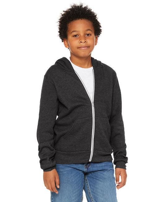 Bella + Canvas Youth Sponge Fleece Full-Zip Hooded Sweatshirt 3739Y - Dresses Max