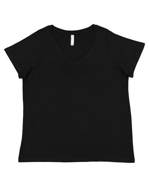 LAT Ladies' Curvy V-Neck Fine Jersey T-Shirt 3817 - Dresses Max