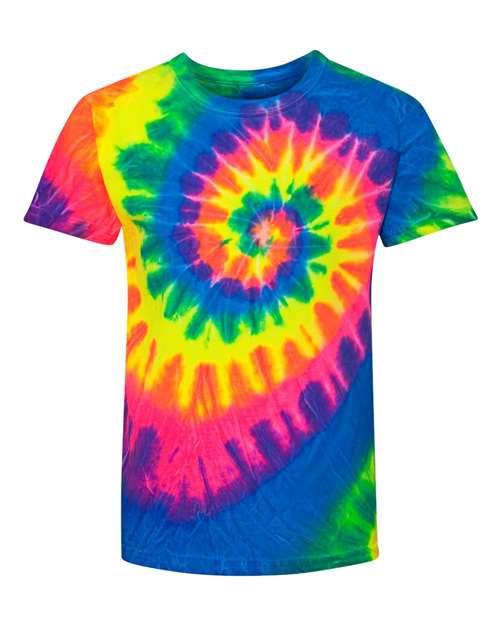 Dyenomite Youth Multi-Color Spiral Tie-Dyed T-Shirt 20BMS - Dresses Max