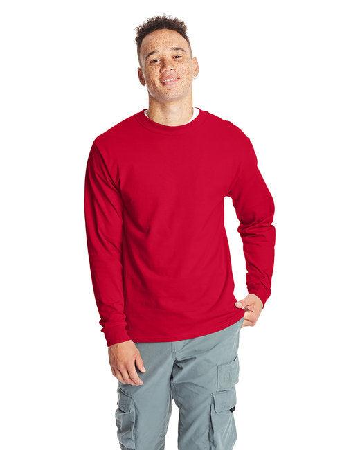 Hanes Adult Long-Sleeve Beefy-T 5186 - Dresses Max