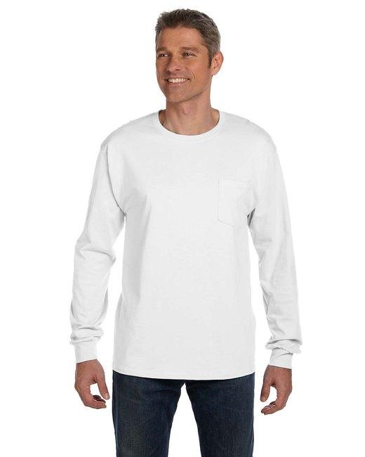 Hanes Men's Authentic-T Long-Sleeve Pocket T-Shirt 5596 - Dresses Max