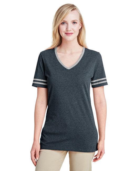 Jerzees Ladies' TRI-BLEND Varsity V-Neck T-Shirt 602WVR - Dresses Max