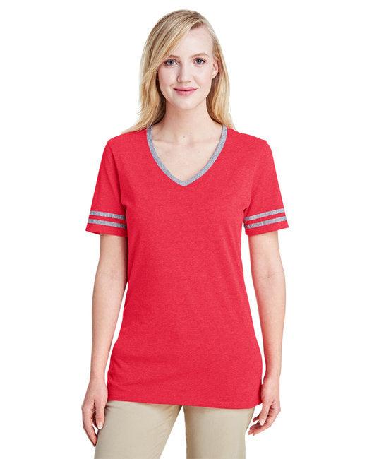 Jerzees Ladies' TRI-BLEND Varsity V-Neck T-Shirt 602WVR - Dresses Max