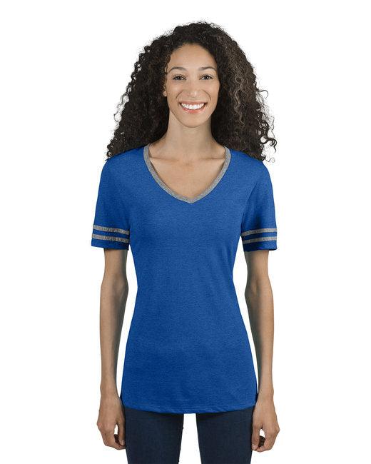 Jerzees Ladies' TRI-BLEND Varsity V-Neck T-Shirt 602WVR - Dresses Max