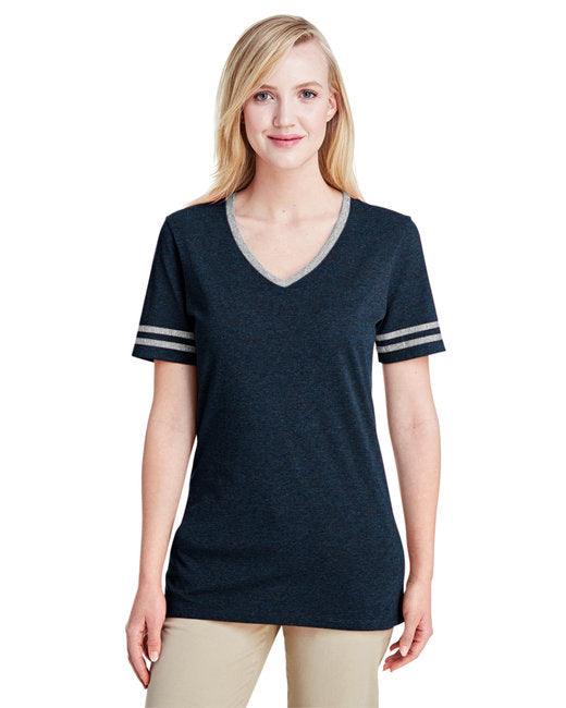 Jerzees Ladies' TRI-BLEND Varsity V-Neck T-Shirt 602WVR - Dresses Max