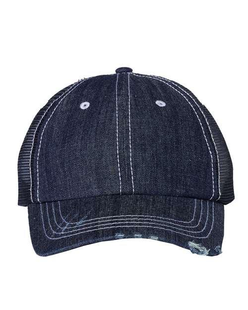 Mega Cap Herringbone Contrast Stitch Trucker Cap 6990B - Dresses Max