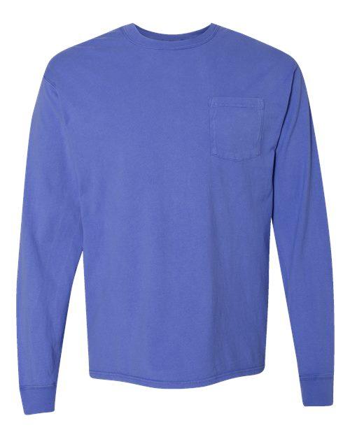 ComfortWash by Hanes Garment-Dyed Long Sleeve T-Shirt With a Pocket GDH250 - Dresses Max