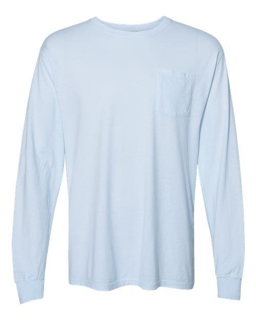 ComfortWash by Hanes Garment-Dyed Long Sleeve T-Shirt With a Pocket GDH250 - Dresses Max