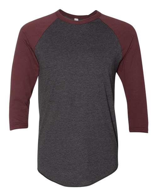 American Apparel 50/50 Raglan Three-Quarter Sleeve Tee BB453W - Dresses Max