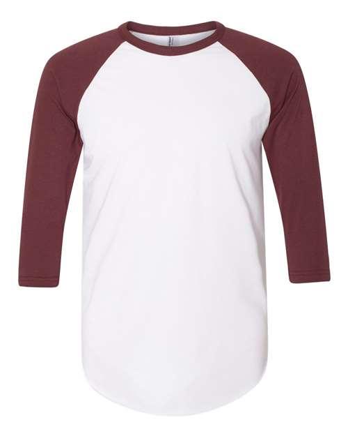 American Apparel 50/50 Raglan Three-Quarter Sleeve Tee BB453W - Dresses Max