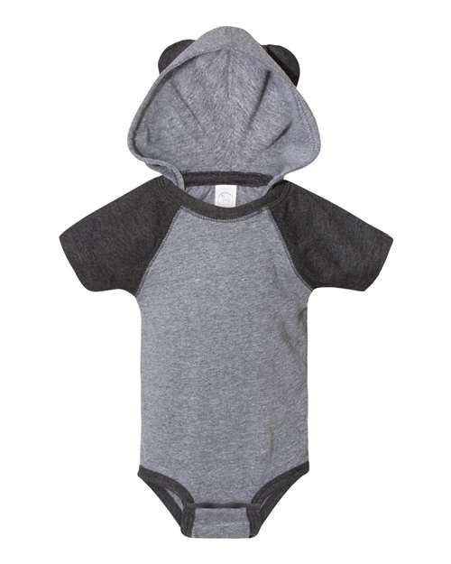 Rabbit Skins Fine Jersey Infant Short Sleeve Raglan Bodysuit with Hood & Ears 4417 - Dresses Max