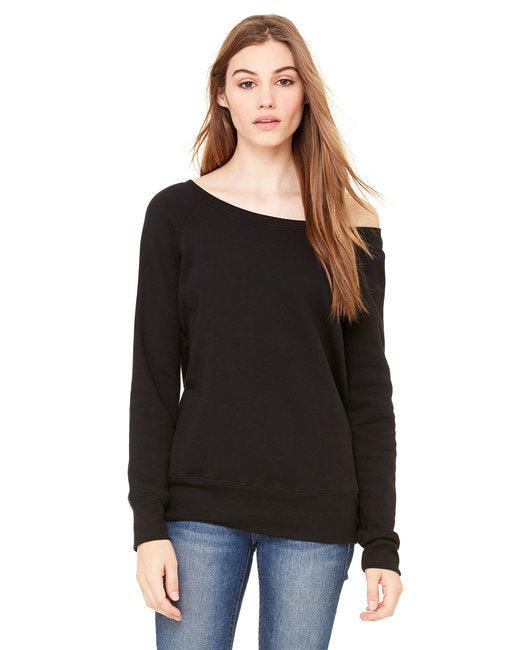 Bella + Canvas Ladies' Sponge Fleece Wide Neck Sweatshirt 7501 - Dresses Max