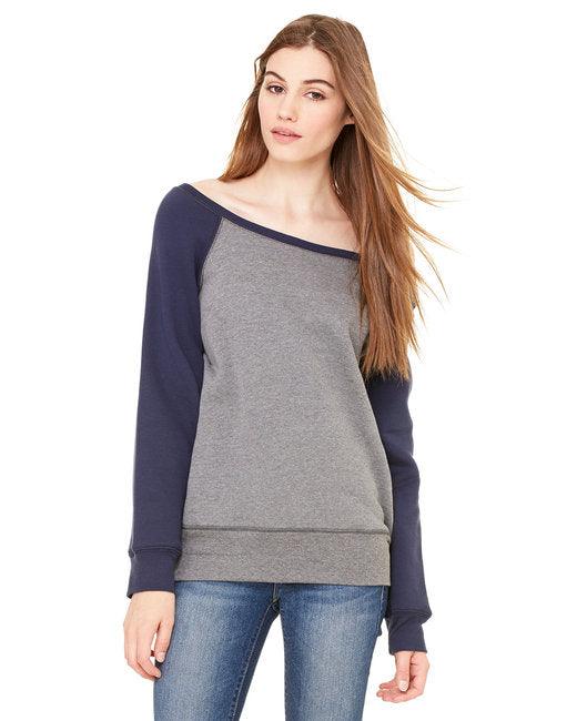 Bella + Canvas Ladies' Sponge Fleece Wide Neck Sweatshirt 7501 - Dresses Max