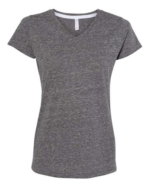 LAT Women's Harborside Mélange V-Neck T-Shirt 3591 - Dresses Max