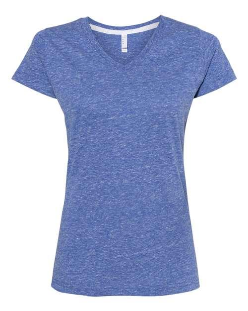 LAT Women's Harborside Mélange V-Neck T-Shirt 3591 - Dresses Max