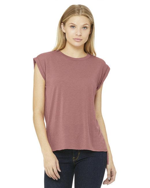 Bella + Canvas Ladies' Flowy Muscle T-Shirt with Rolled Cuff 8804 - Dresses Max