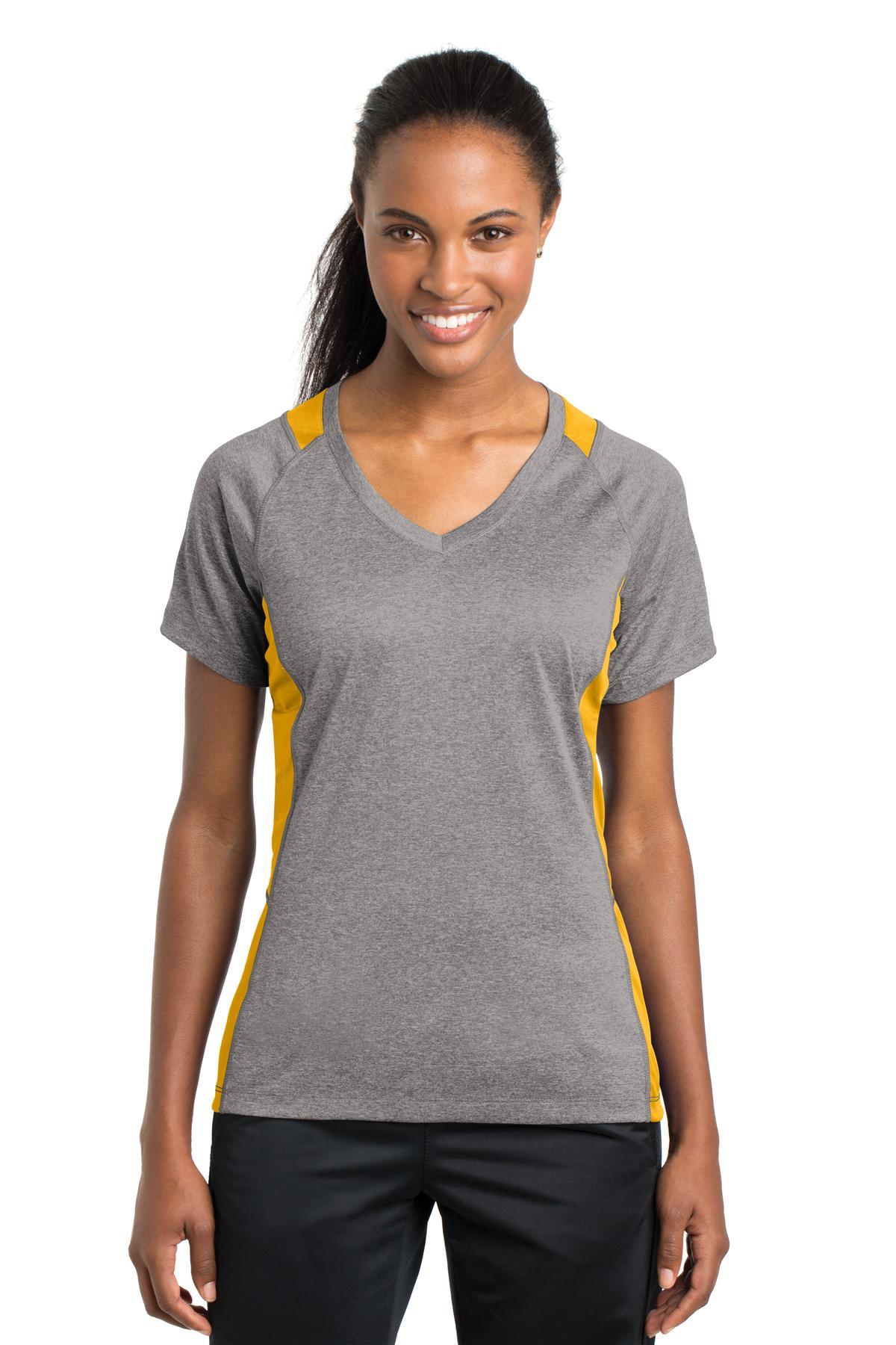 Sport-Tek Ladies Heather Colorblock Contender V-Neck Tee. LST361 - Dresses Max