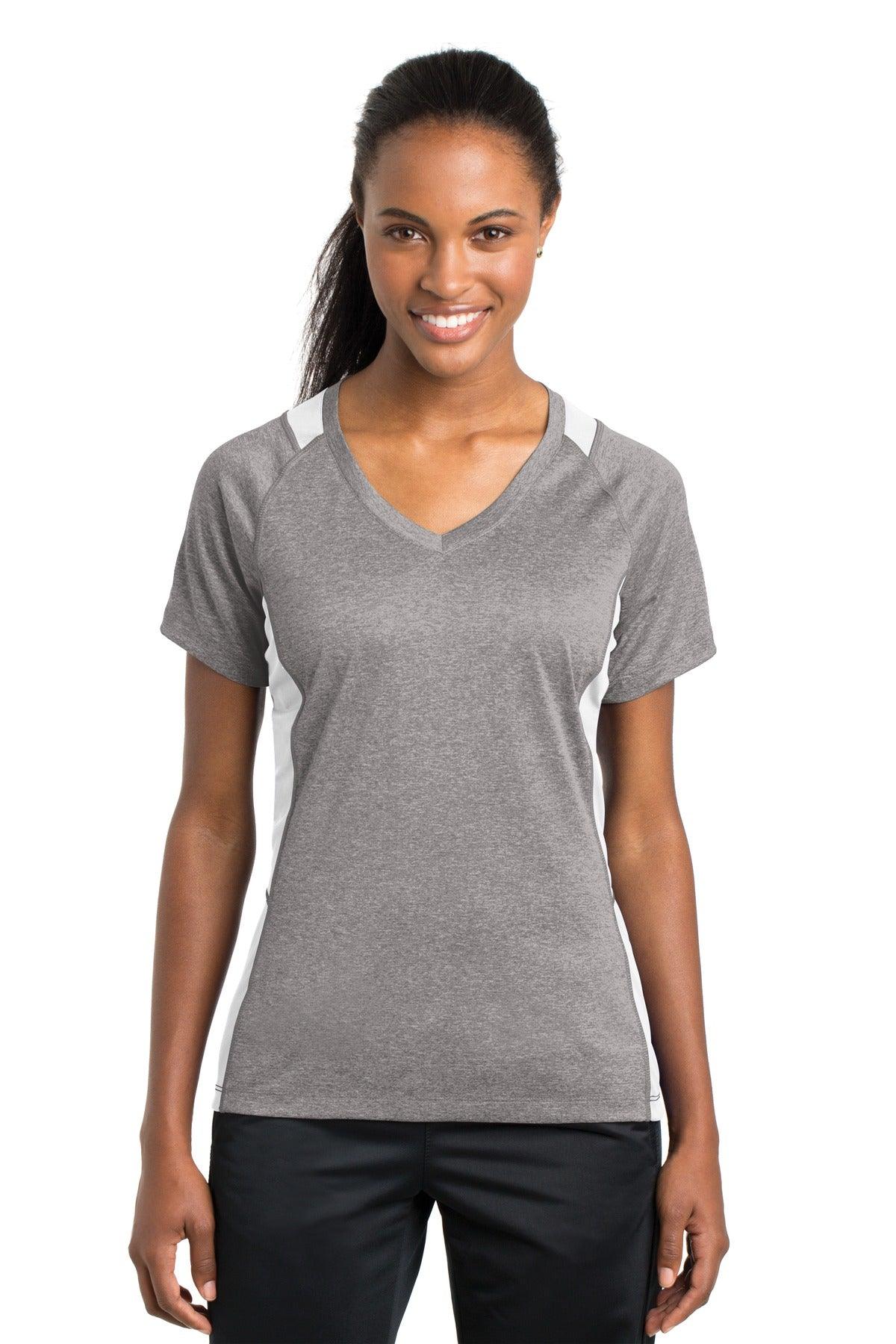 Sport-Tek Ladies Heather Colorblock Contender V-Neck Tee. LST361 - Dresses Max