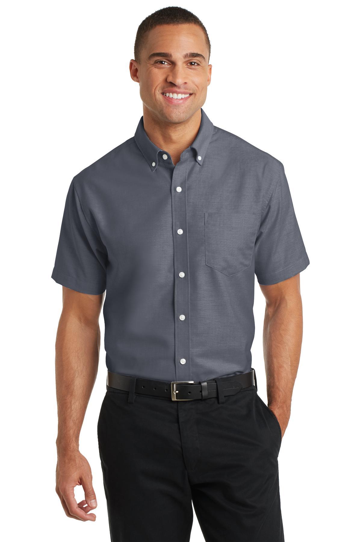 Port Authority Short Sleeve SuperPro Oxford Shirt. S659 - Dresses Max