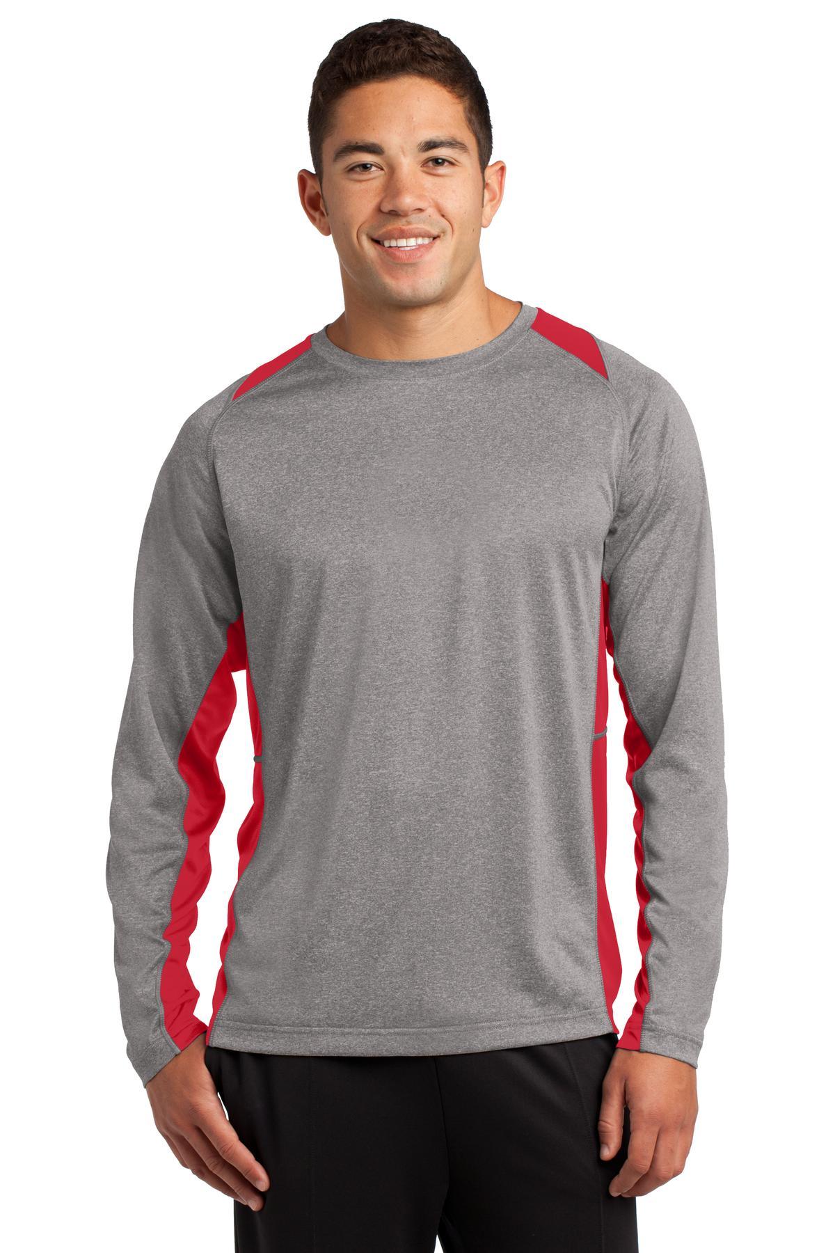 Sport-Tek Long Sleeve Heather Colorblock Contender Tee. ST361LS - Dresses Max