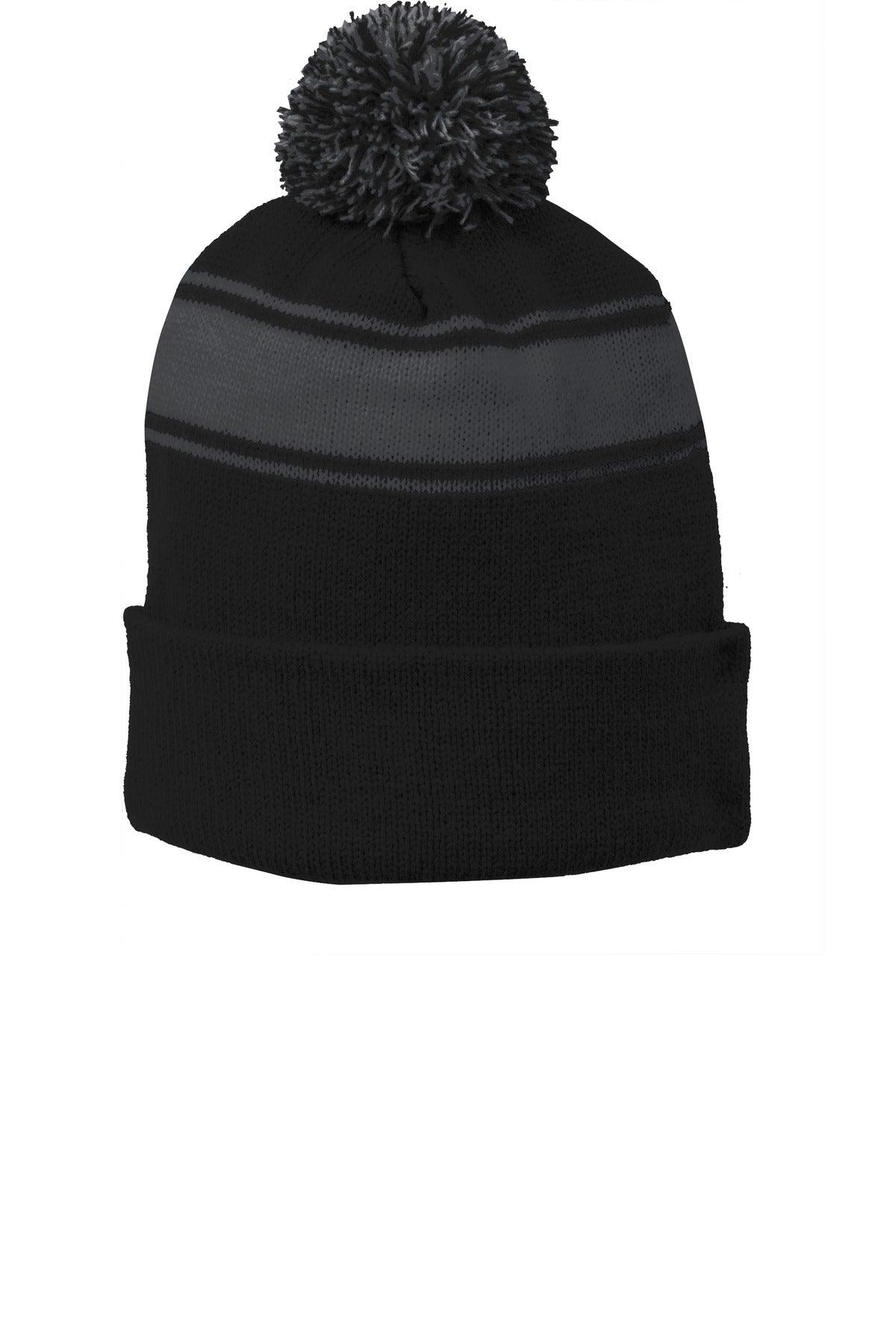 Sport-Tek Stripe Pom Pom Beanie. STC28 - Dresses Max