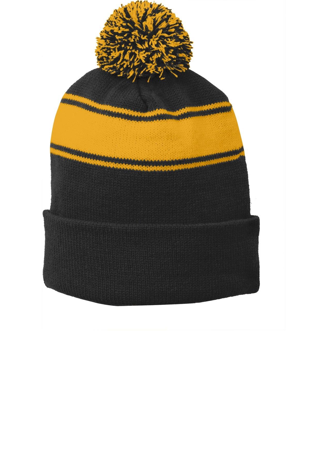 Sport-Tek Stripe Pom Pom Beanie. STC28 - Dresses Max